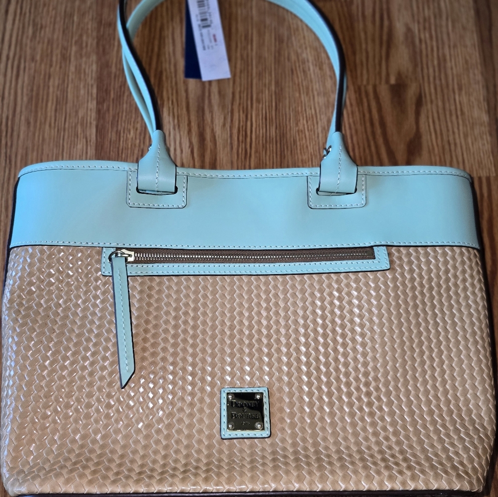 Dooney and Bourke Beacon Woven Zip Tote Mint Green NWT